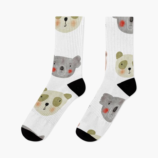 Item preview, Cute Watercolor Animal Faces Koala Coala Bear Panda Cat Zoo - White designed and sold by StudioAkubi.