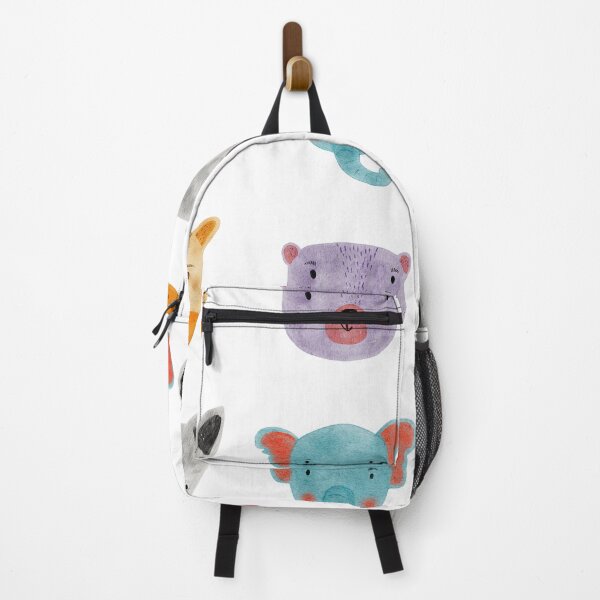Item preview, Cute Watercolor Animal Faces Elephant Fox Bear Goat Zoo - White designed and sold by StudioAkubi.