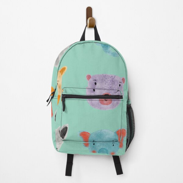 Item preview, Cute Watercolor Animal Faces Elephant Fox Bear Goat Zoo - Mint designed and sold by StudioAkubi.