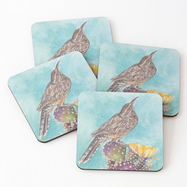 Item preview, Cactus Wren on Purple Prickly Pear, Sonoran Desert designed and sold by tracyannholmes.
