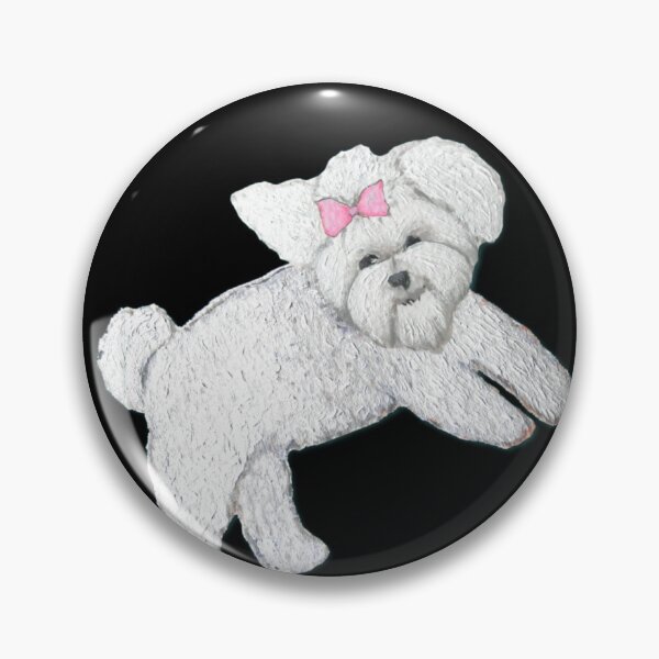 Item preview, Bolognese dog // white puppy dog with bow painted in acrylic designed and sold by MagentaRose.