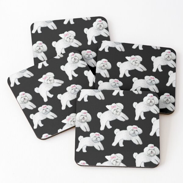 Item preview, Bolognese dog // white puppy dog with bow painted in acrylic designed and sold by MagentaRose.