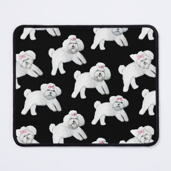 Item preview, Bolognese dog // white puppy dog with bow painted in acrylic designed and sold by MagentaRose.