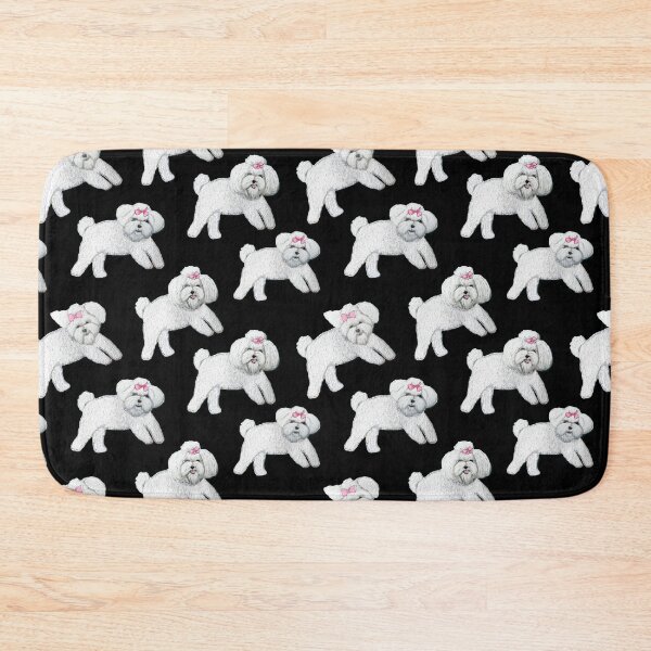Item preview, Bolognese dog // white puppy dog with bow painted in acrylic designed and sold by MagentaRose.