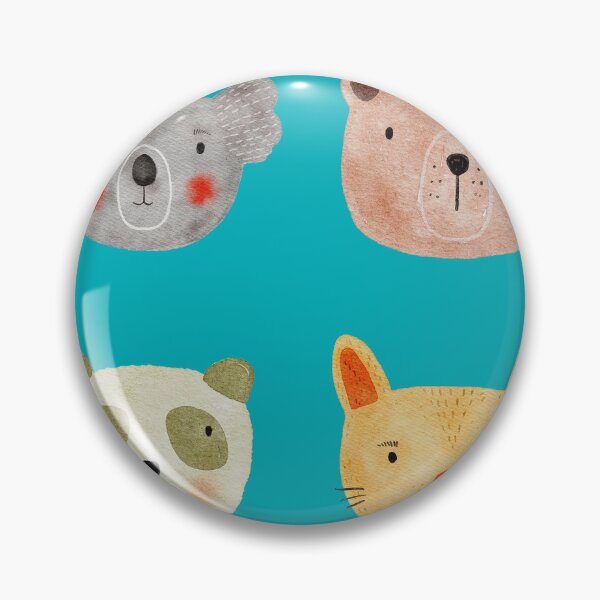 Item preview, Cute Watercolor Animal Faces Koala Coala Bear Panda Cat Zoo - Teal designed and sold by StudioAkubi.