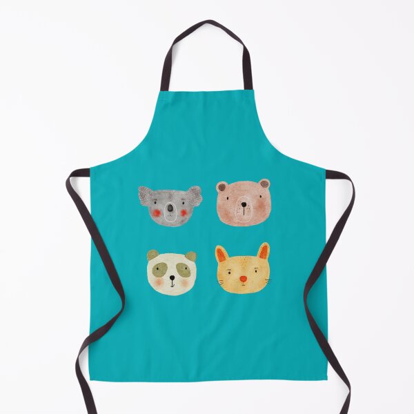 Item preview, Cute Watercolor Animal Faces Koala Coala Bear Panda Cat Zoo - Teal designed and sold by StudioAkubi.
