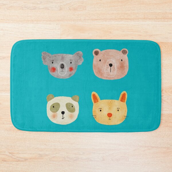 Item preview, Cute Watercolor Animal Faces Koala Coala Bear Panda Cat Zoo - Teal designed and sold by StudioAkubi.