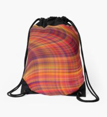 Fiery tartan swirl Drawstring Bag