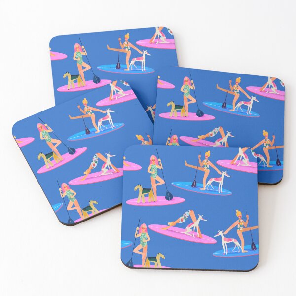 Item preview, Girl doing yoga on Sap board and dog pattern designed and sold by Vera Styles.