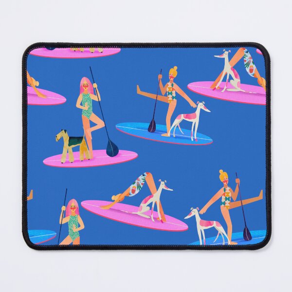 Item preview, Girl doing yoga on Sap board and dog pattern designed and sold by Vera Styles.