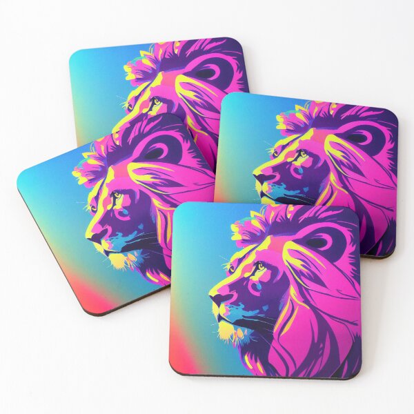 Aperçu de l'œuvre Lion -Pop Art - Synthwave créée et vendue par PeanutArtCorner.
