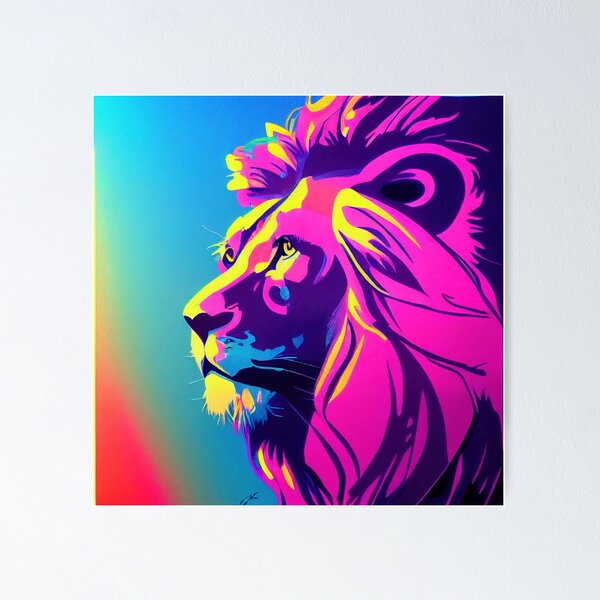 Item preview, Lion -Pop Art - Synthwave designed and sold by PeanutArtCorner.