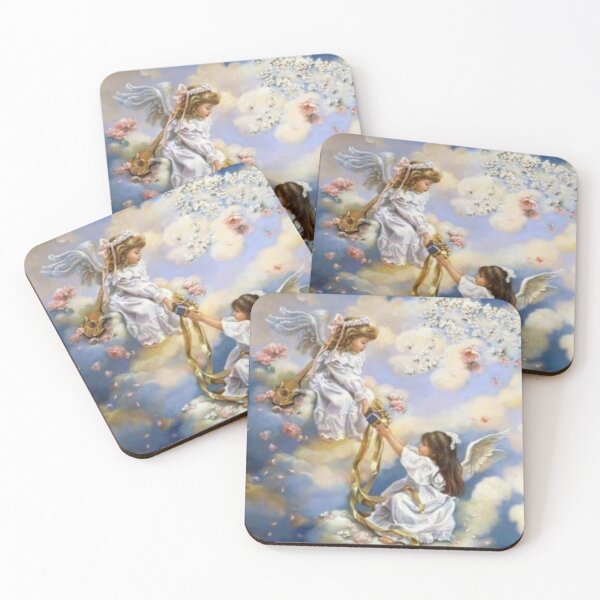 Item preview, Two Girl Angels Sharing Gift designed and sold by Rowena Jones.