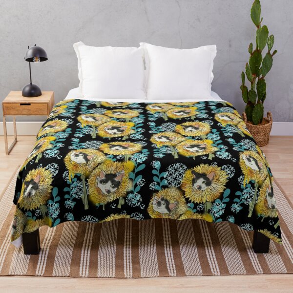 Item preview, Goose The Sunflower Kitty With Black Background designed and sold by missmann.