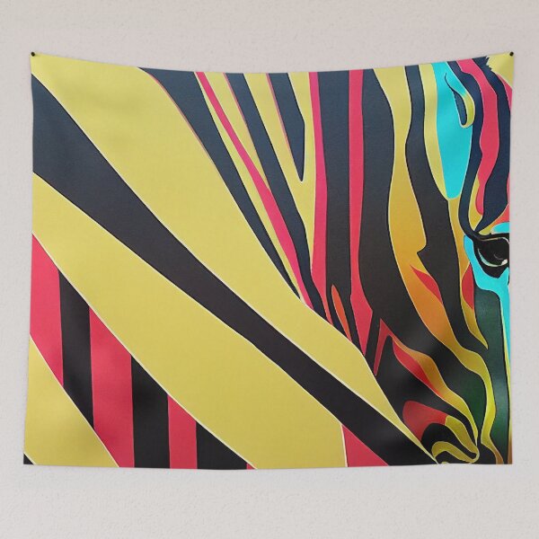 Aperçu de l'œuvre Zèbre - Pop Art - Synthwave créée et vendue par PeanutArtCorner.