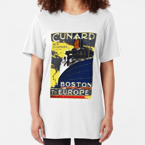 'Cunard New Steamers, Boston to Europe'. Slim Fit T-Shirt