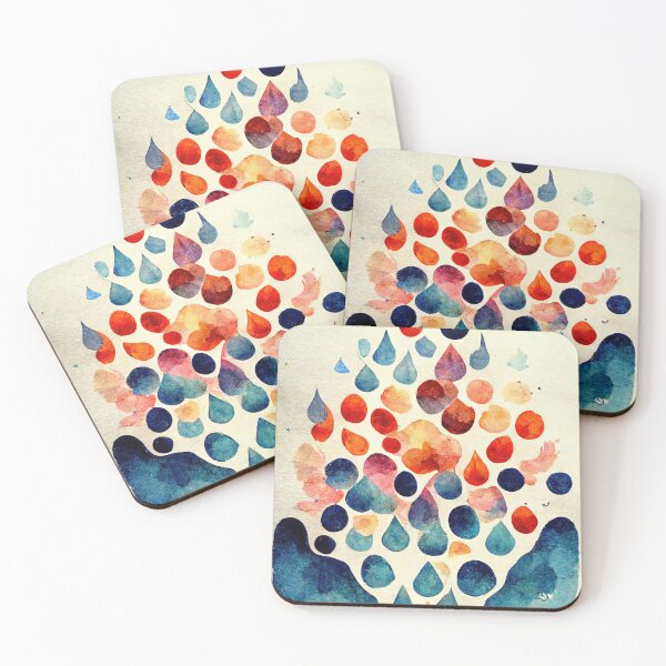 Item preview, Abstract pattern of colored drops in watercolor designed and sold by AkiSunshin.
