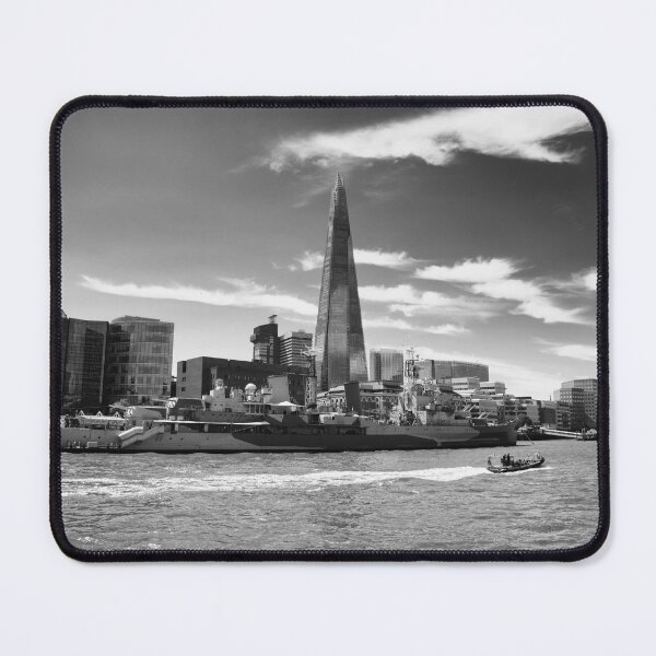 Item preview, Thames cityscape with HMS Belfast in black and white designed and sold by Ann Biddlecombe.