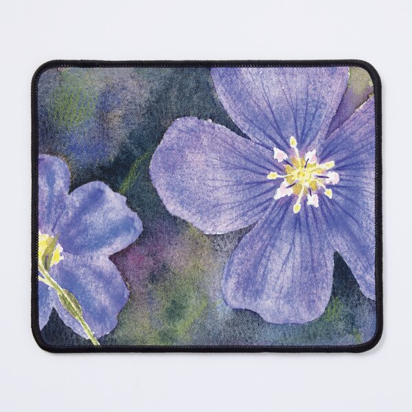 Item preview, Blue Flax flowers in watercolor and colored pencil designed and sold by Kelly Roy.