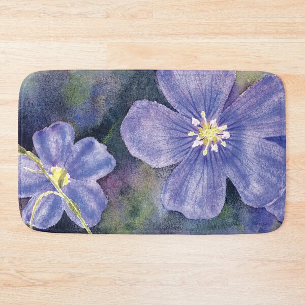 Item preview, Blue Flax flowers in watercolor and colored pencil designed and sold by Kelly Roy.