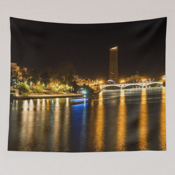 Item preview, Seville Night Magic - Triana Bridge and the One and Only Skyscraper designed and sold by Georgia Mizuleva.