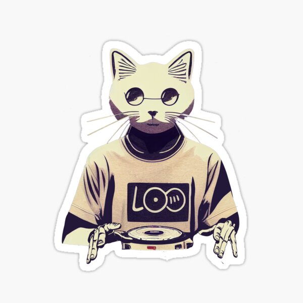 Funny and Cool DJ Cat' Sticker