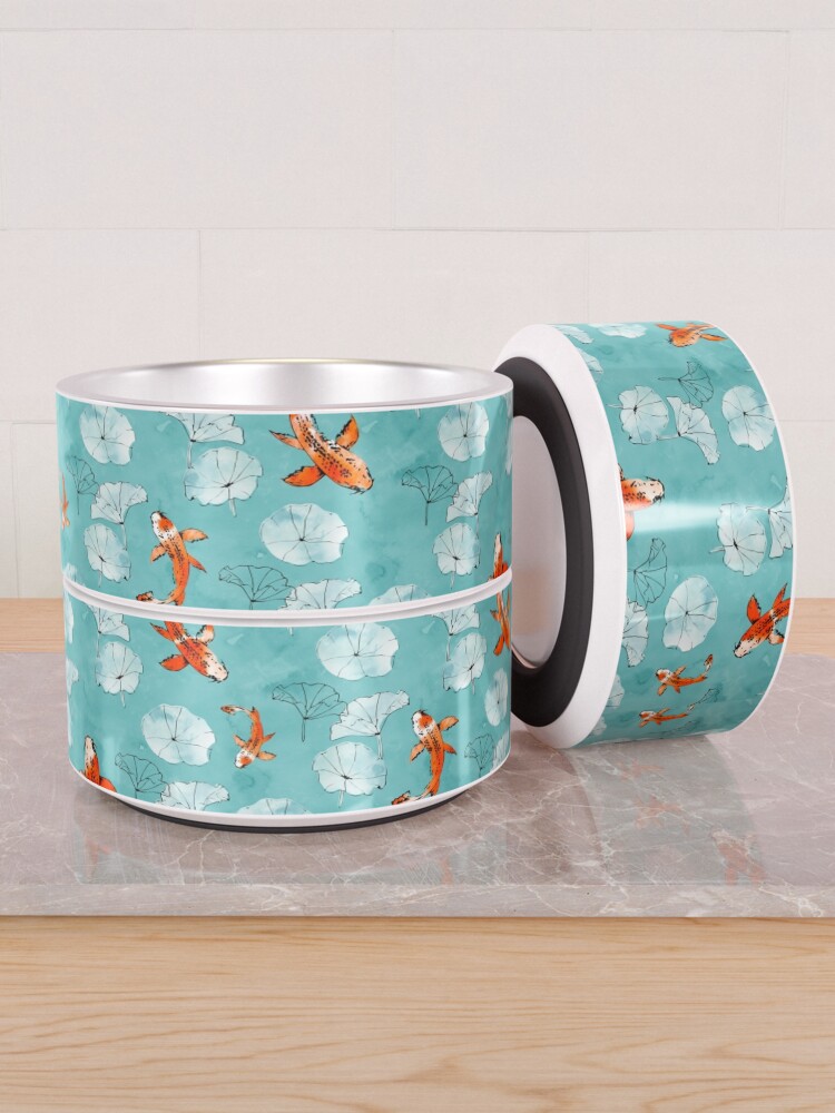 Alternate view of Waterlily koi in turquoise Pet Bowl