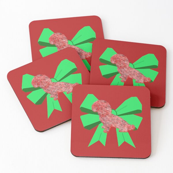 Item preview, Shihpoo Red Christmas Dog Silhouette & Green Bow designed and sold by AMSonArt.