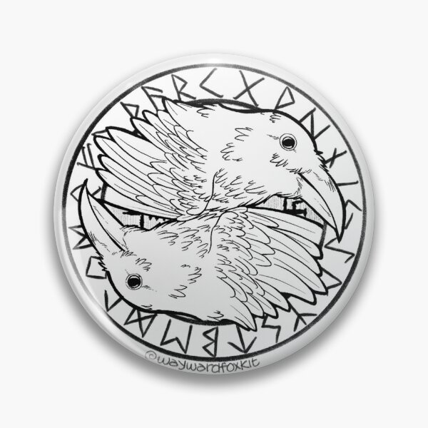 Item preview, Huginn and Muninn, Odin's Ravens Runic Circle (best on light backgrounds) designed and sold by waywardfoxkit.