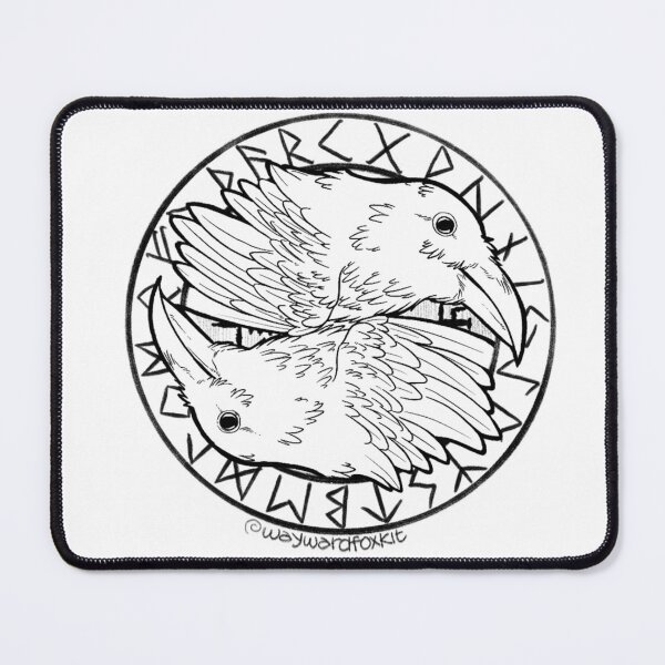Item preview, Huginn and Muninn, Odin's Ravens Runic Circle (best on light backgrounds) designed and sold by waywardfoxkit.