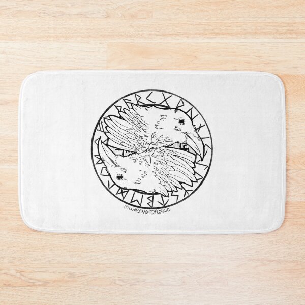 Item preview, Huginn and Muninn, Odin's Ravens Runic Circle (best on light backgrounds) designed and sold by waywardfoxkit.