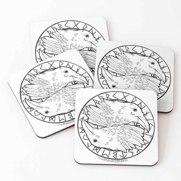 Item preview, Huginn and Muninn, Odin's Ravens Runic Circle (best on light backgrounds) designed and sold by waywardfoxkit.