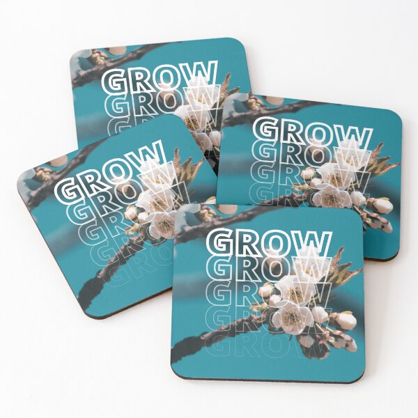 Item preview, GROW (above) - Cute White Blossoms On Blue designed and sold by AliceSLee.
