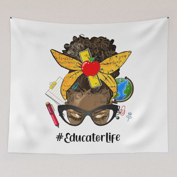 Item preview, Womens Afro Messy Bun Educator Teacher Life Back to School designed and sold by nonstopnightlif.