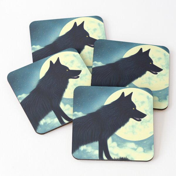 Item preview, Black Wolf Full Moon, Fantasy Art designed and sold by Itaya Art.