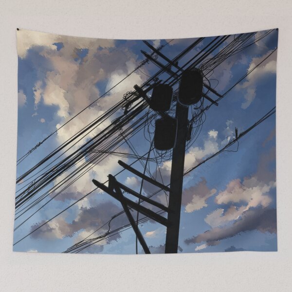 Item preview, blue sky telephone wires designed and sold by Maysoulrose.