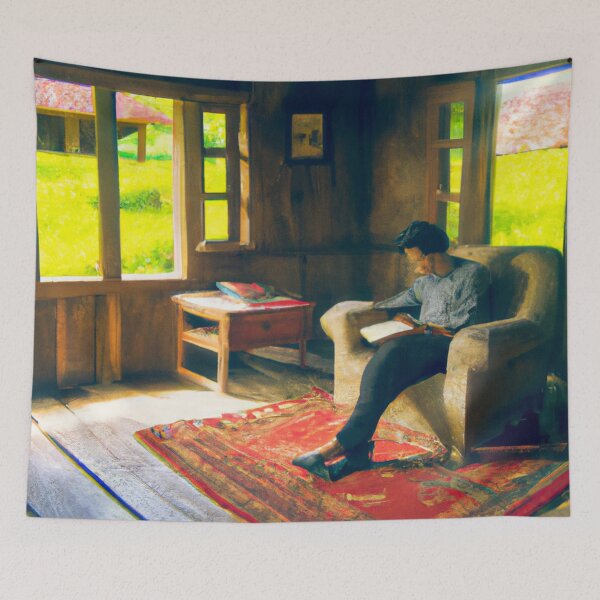 Item preview, Reading a Book in Farm Cottage designed and sold by Parag's Travel Shop.
