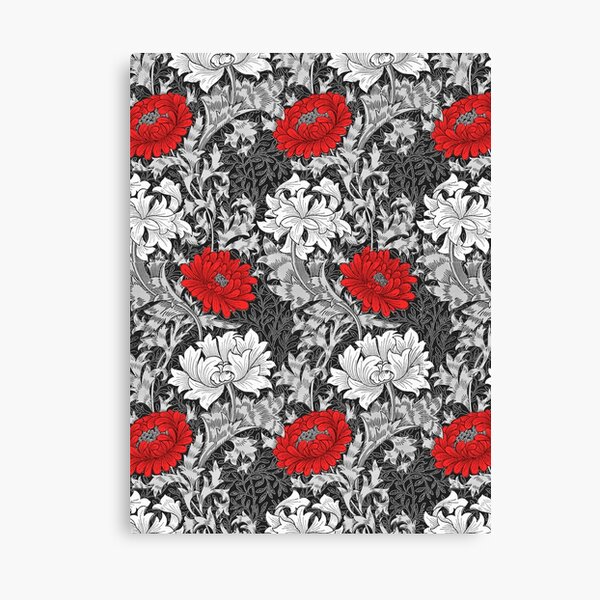 Item preview, William Morris Chrysanthemums, Gray and Red designed and sold by Marymarice.