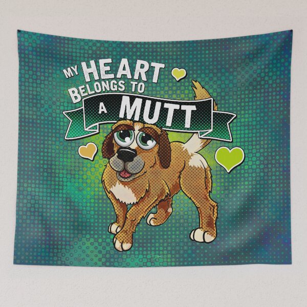 Item preview, My Heart Belongs To A Mutt | Teal Halftone designed and sold by thaneydesign.