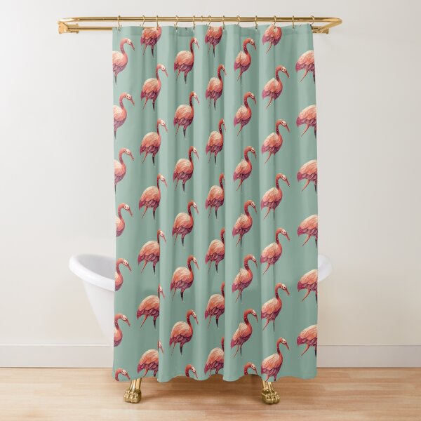 Disover Abstract flamingo with beautiful pink plumage Shower Curtain