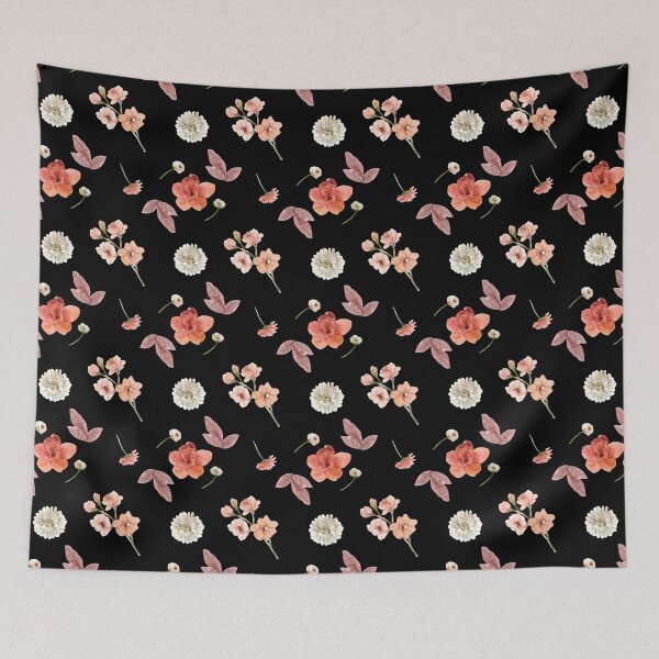 Item preview, Floral Retro Vintage Flowers best for Pillow,bath mats,shower curtain,throw blankets and tapestries designed and sold by Fairies Flower  Garden.