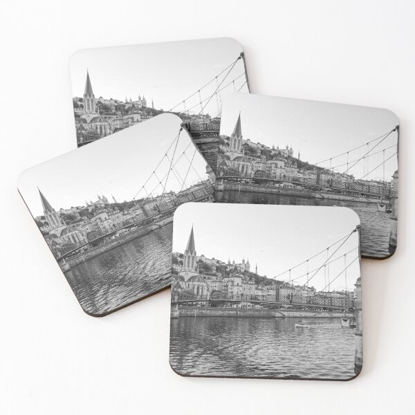 Item preview, Pedestrian Bridge over the Saone - Lyon in Black and White designed and sold by CarolinaReina.