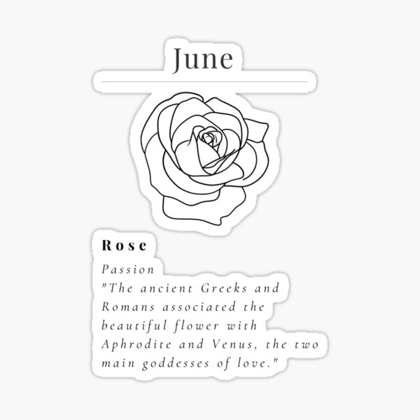"Minimalistic Birth flower June Rose flower meaning Passion" Sticker for Sale by StarsRainDown