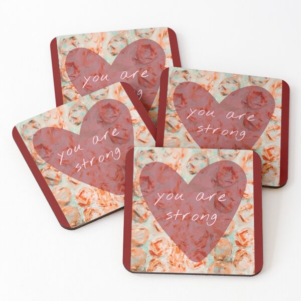 Item preview, You Are Strong, Peach Turquoise Bubble Print Heart designed and sold by Grey Robinson.