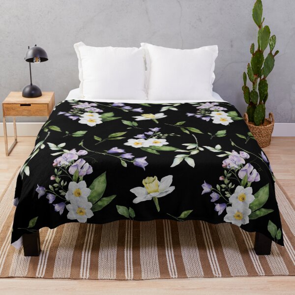 Item preview, Floral Retro Vintage Flowers best for Pillow,bath mats,shower curtain,throw blankets and tapestries designed and sold by Fairies Flower Garden.