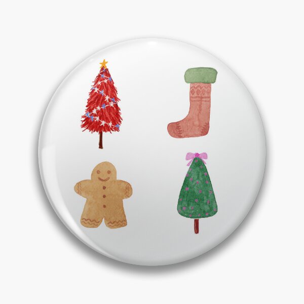 Item preview, Cute Watercolor Christmas Tree Stocking Gingerbread Man - White  designed and sold by StudioAkubi.