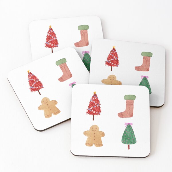 Item preview, Cute Watercolor Christmas Tree Stocking Gingerbread Man - White  designed and sold by StudioAkubi.