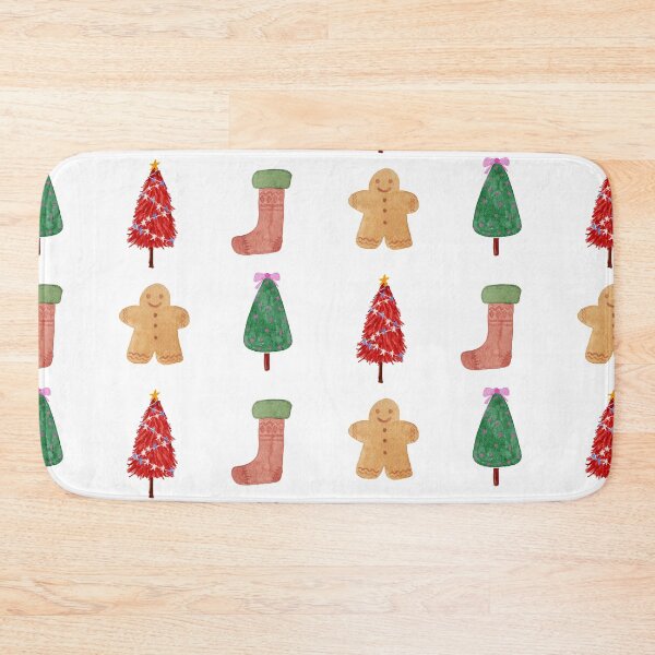 Item preview, Cute Watercolor Christmas Tree Stocking Gingerbread Man - White  designed and sold by StudioAkubi.