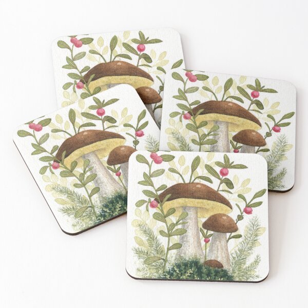Item preview, Wild Mushrooms and Red Berries Watercolor Painting designed and sold by AlicjaCurioseur.