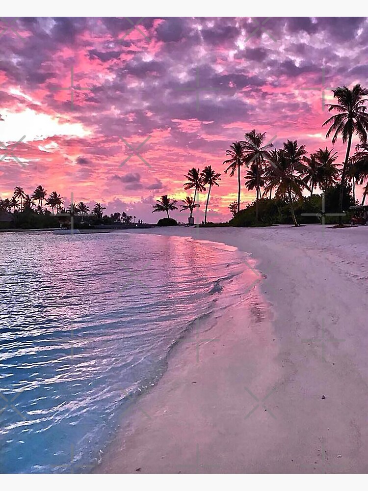 coucher de soleil sur la plage rose